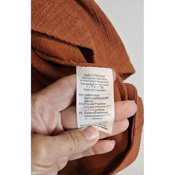 Madewell Texture & Thread Size Small Short Sleeve Dress Side Tie Faux Wrap Rust - Picture 5 of 6